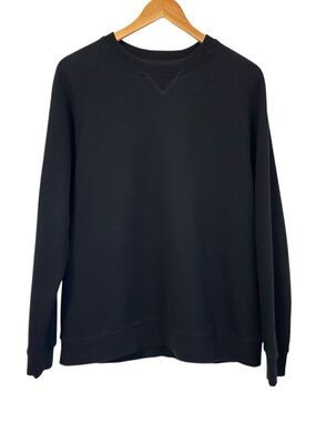 NAADAM Mens Cotton Cashmere Sweatshirt Sz Large Black French Terry Crew Neck